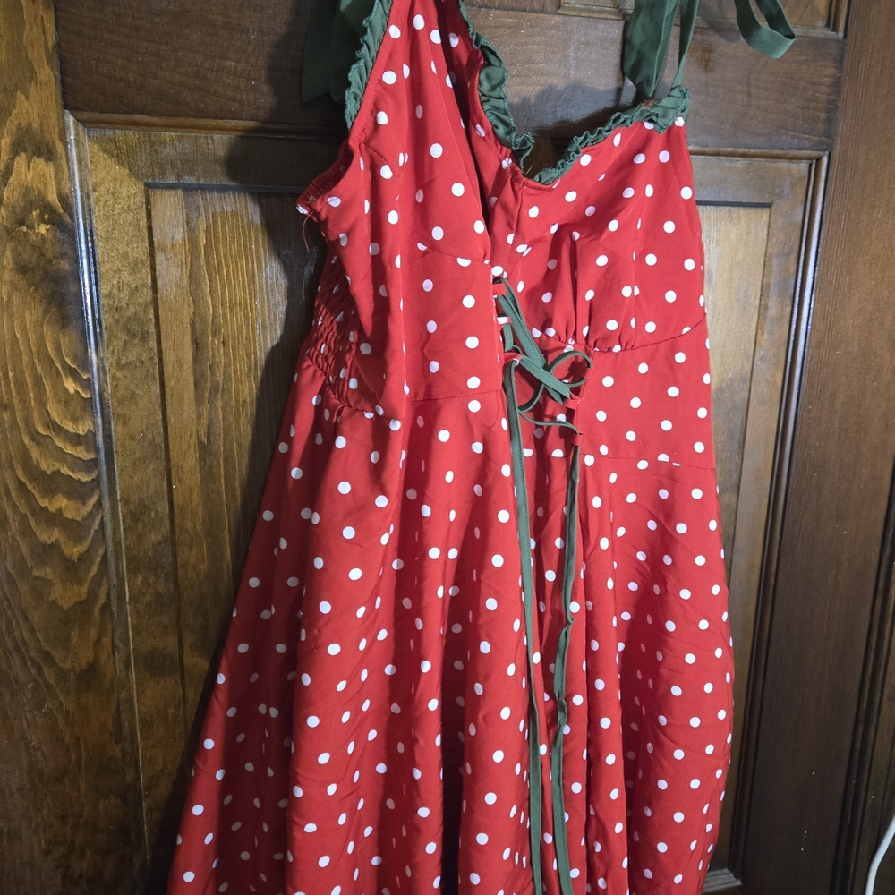 SHEIN Red Polka Dot Midi Dress